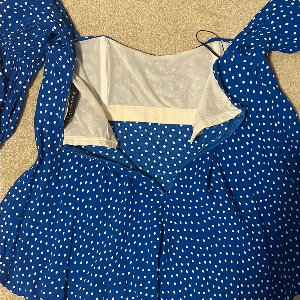 Zara Blue Polka Dot Blouse - Picture 3 of 4